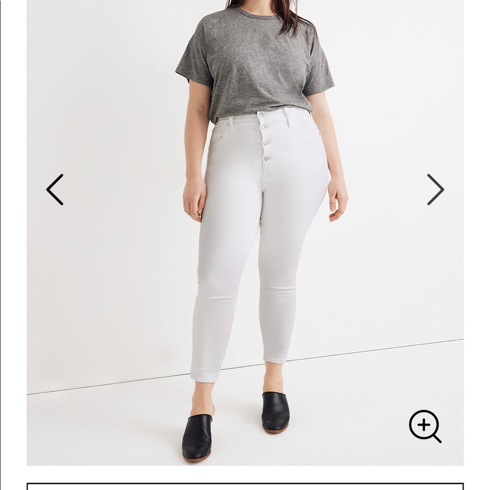 Madewell 10 inch Button Front White Jeans